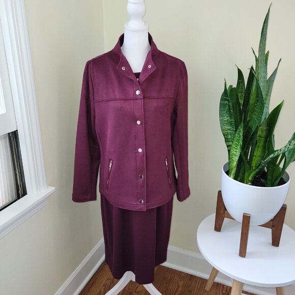 Chico's Monrovia Knee Length Dress & Jacket Eggplant Purple SZ L 12-14 Chico's 2 - Picture 4 of 16